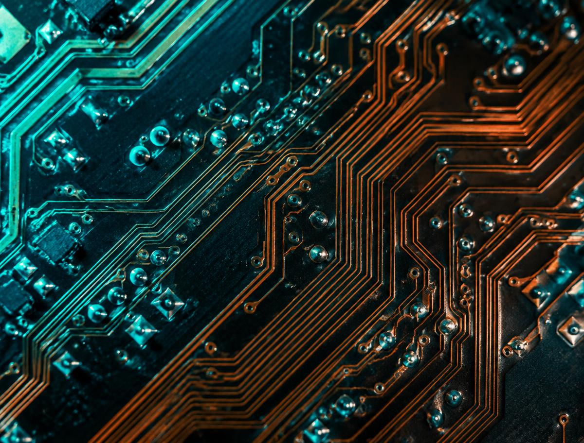 Close-up of circuit board traces